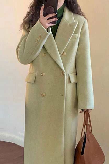 Lapel Double-breasted Loose Cloth Coat Knee-high Long Suit