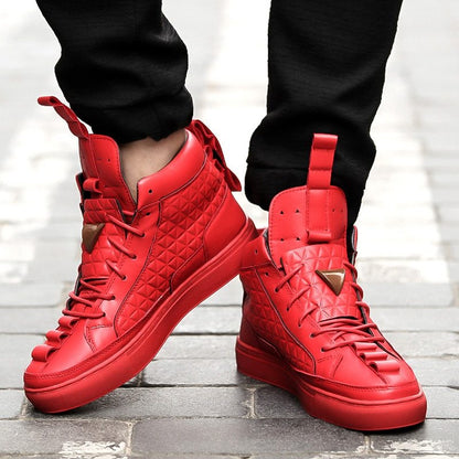 New Spring Autumn Men red black white Casual Shoes Men High Tops Fashion Shoes Zapatos De Hombre Male botas