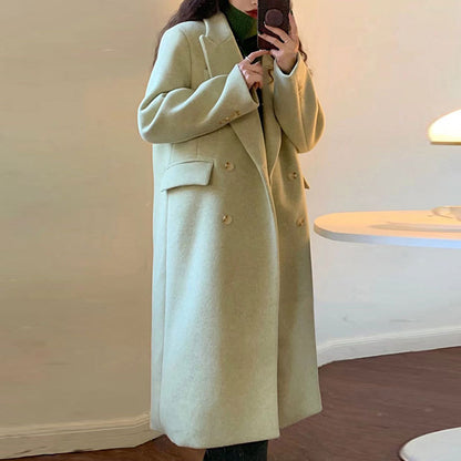 Lapel Double-breasted Loose Cloth Coat Knee-high Long Suit