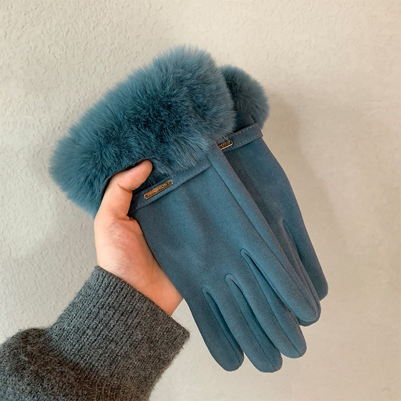 Touch Screen Warm Gloves Winter Women Fleece-lined Thickened