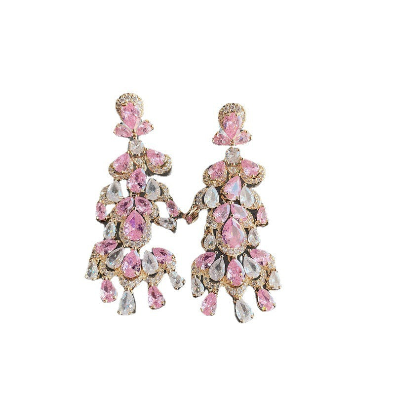 Zircon Chandelier Tassel Sparkling Diamond Earrings Earrings