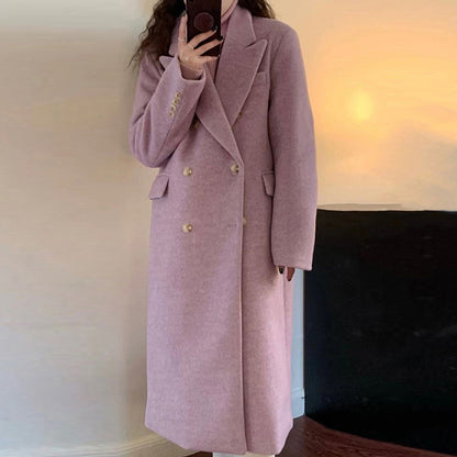 Lapel Double-breasted Loose Cloth Coat Knee-high Long Suit