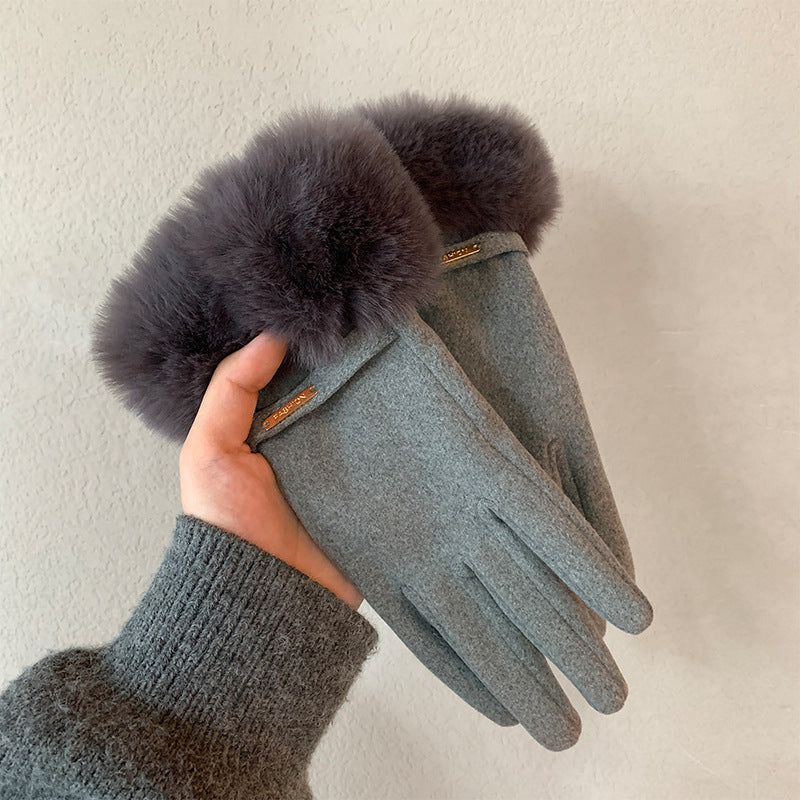 Touch Screen Warm Gloves Winter Women Fleece-lined Thickened